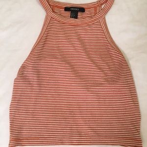 Orange and white striped crop top